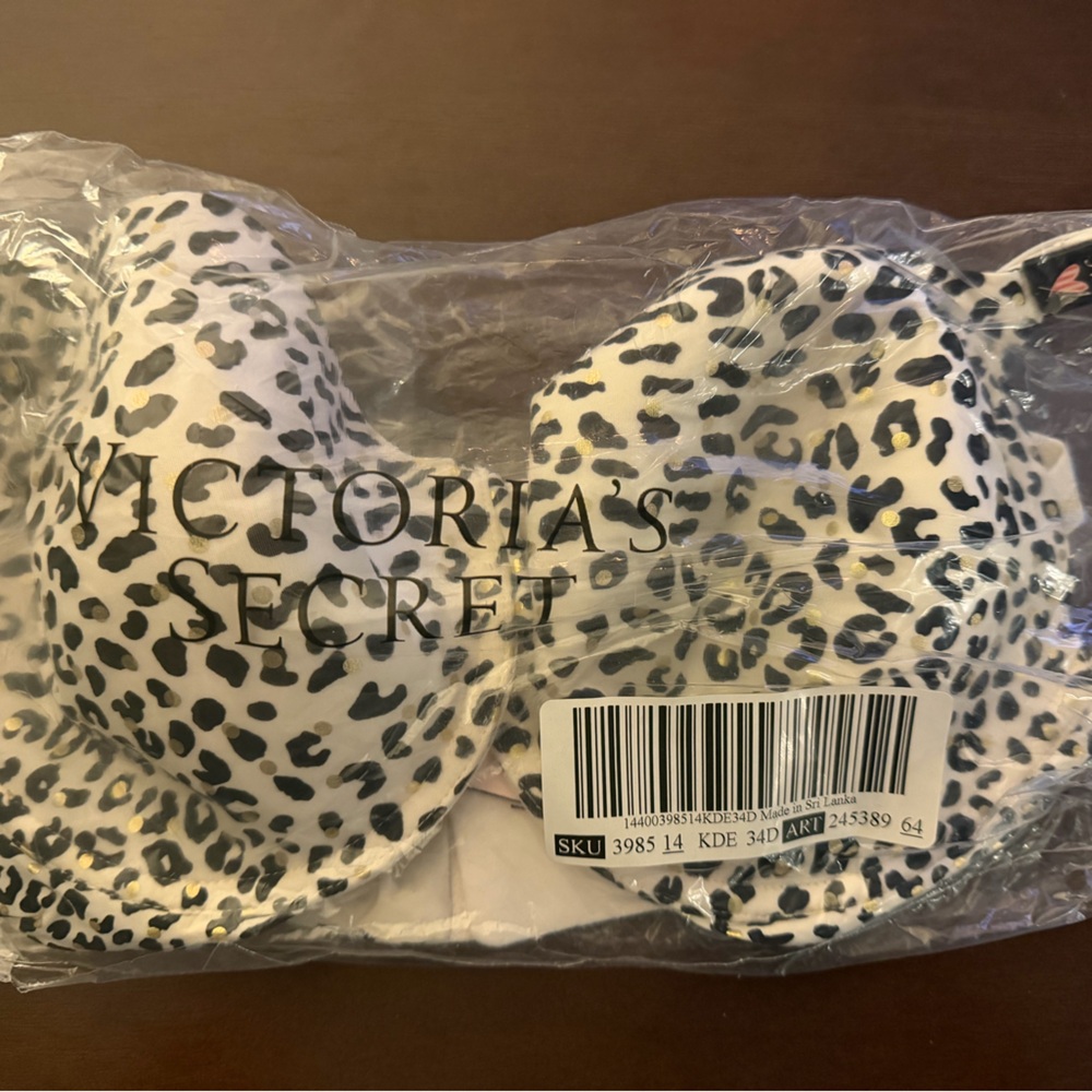 Victoria's Secret Black and White Animal Print Bra
